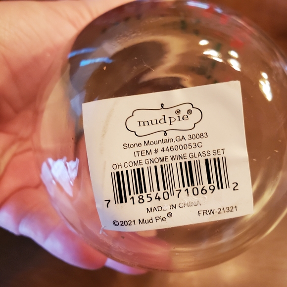 Mud Pie OH Come Gnome Christmas Wine Glass Set 3 - Picture 8 of 8